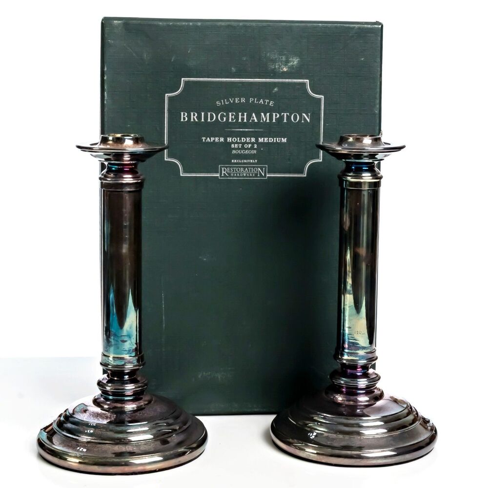 BridgeHampton Weighted Silver Plate Taper Candle Holder - Set of 2 - 10"